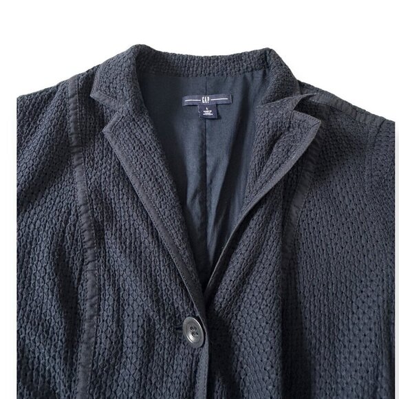 Gap Cotton Eyelet Blazer Jacket, Navy Blue, Size L - Picture 7 of 12